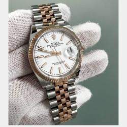 Pre Owned Rolex Datejust 126231 Automatic White 18K Rose Gold Stainless Steel Women's Wristwatch 36 mm