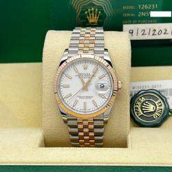 Pre Owned Rolex Datejust 126231 Automatic White 18K Rose Gold Stainless Steel Women's Wristwatch 36 mm