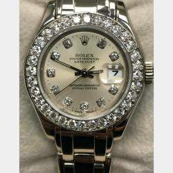 Pre Owned Rolex Pearlmaster 69299 Automatic Diamond Dial 18K White Gold Women's Wristwatch 29 mm