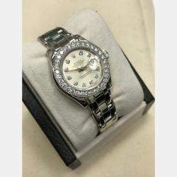 Pre Owned Rolex Pearlmaster 69299 Automatic Diamond Dial 18K White Gold Women's Wristwatch 29 mm