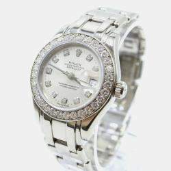 Pre Owned Rolex Pearlmaster 69299 Automatic Diamond Dial 18K White Gold Women's Wristwatch 29 mm