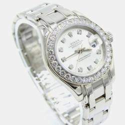 Pre Owned Rolex Pearlmaster 69299 Automatic Diamond Dial 18K White Gold Women's Wristwatch 29 mm