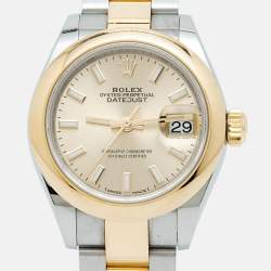 Pre Owned Rolex Datejust M279163-0002 Champagne Dial 18K Yellow Gold Oystersteel Women's Wristwatch 28 mm
