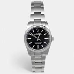 Pre Owned Rolex Oyster Perpetual M124200-0010 Black Dial Oystersteel Women's Wristwatch 34 mm