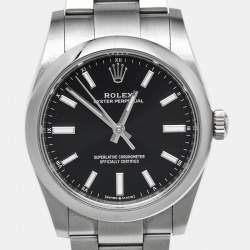 Pre Owned Rolex Oyster Perpetual M124200-0010 Black Dial Oystersteel Women's Wristwatch 34 mm