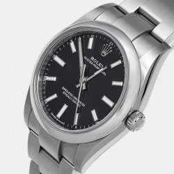 Pre Owned Rolex Oyster Perpetual M124200-0010 Black Dial Oystersteel Women's Wristwatch 34 mm