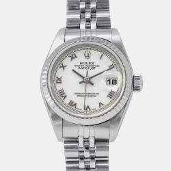 Pre Owned Rolex Datejust 79174 Automatic 18k White Gold Stainless Steel Women's Wristwatch 26 mm