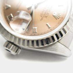 Pre Owned Rolex Datejust 69174 Automatic Pink 18k White Gold Stainless Steel Women's Wristwatch 26 mm