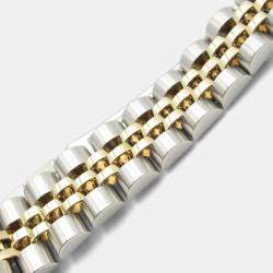 Pre Owned Rolex Datejust 69173 Automatic White 18k Yellow Gold Stainless Steel Women's Wristwatch 26 mm