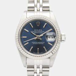 Pre Owned Rolex Datejust 79174 Automatic Blue 18k White Gold Stainless Steel Women's Wristwatch 26 mm