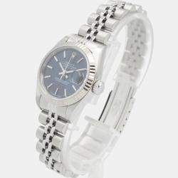 Pre Owned Rolex Datejust 79174 Automatic Blue 18k White Gold Stainless Steel Women's Wristwatch 26 mm