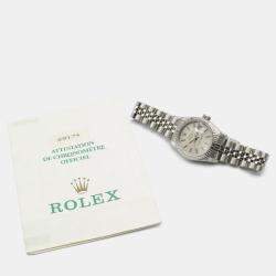 Pre Owned Rolex Datejust  69174 Automatic Silver 18k White Gold Stainless Steel Women's Wristwatch 25.5 mm