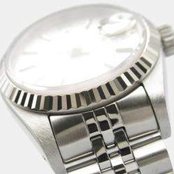 Pre Owned Rolex Datejust  69174 Automatic Silver 18k White Gold Stainless Steel Women's Wristwatch 25.5 mm