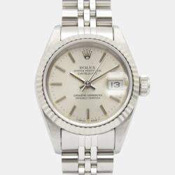 Pre Owned Rolex Datejust  69174 Automatic Silver 18k White Gold Stainless Steel Women's Wristwatch 25.5 mm