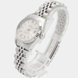 Pre Owned Rolex Datejust  69174 Automatic Silver 18k White Gold Stainless Steel Women's Wristwatch 25.5 mm