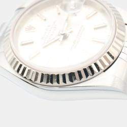 Pre Owned Rolex Datejust 79174 Automatic Silver 18k White Gold Stainless Steel Women's Wristwatch 26 mm