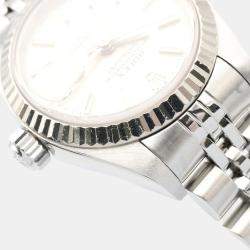 Pre Owned Rolex Datejust 79174 Automatic Silver 18k White Gold Stainless Steel Women's Wristwatch 26 mm