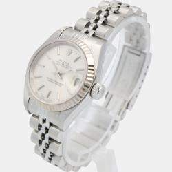 Pre Owned Rolex Datejust 79174 Automatic Silver 18k White Gold Stainless Steel Women's Wristwatch 26 mm