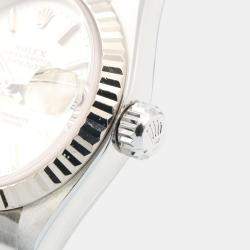 Pre Owned Rolex Datejust 79174 Automatic Silver 18k White Gold Stainless Steel Women's Wristwatch 26 mm