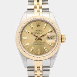 Pre Owned Rolex  Datejust 69173 Automatic Champagne 18k Yellow Gold Stainless Steel Women's Wristwatch 26 mm