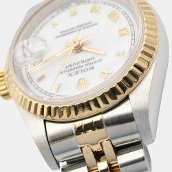 Pre Owned Rolex Datejust 69173 Automatic White 18k Yellow Gold Stainless Steel Women's Wristwatch 26 mm