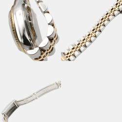 Pre Owned Rolex Datejust 69173 Automatic White 18k Yellow Gold Stainless Steel Women's Wristwatch 26 mm
