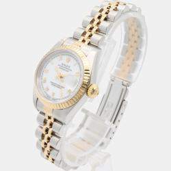 Pre Owned Rolex Datejust 69173 Automatic White 18k Yellow Gold Stainless Steel Women's Wristwatch 26 mm
