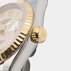 Pre Owned Rolex Datejust 69173 Automatic Beige 18k Yellow Gold Stainless Steel Women's Wristwatch 26 mm