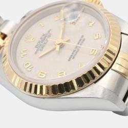 Pre Owned Rolex Datejust 69173 Automatic Beige 18k Yellow Gold Stainless Steel Women's Wristwatch 26 mm