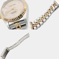 Pre Owned Rolex Datejust 69173 Automatic Beige 18k Yellow Gold Stainless Steel Women's Wristwatch 26 mm