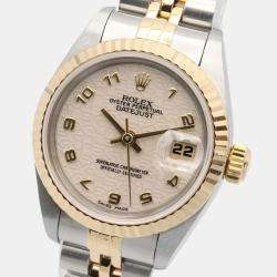 Pre Owned Rolex Datejust 69173 Automatic Beige 18k Yellow Gold Stainless Steel Women's Wristwatch 26 mm