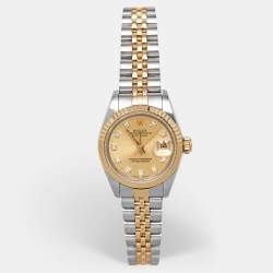 Pre Owned Rolex Datejust 69173 Champagne Dial Diamond 18K Yellow Gold Stainless Steel Women's Wristwatch 26 mm