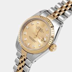 Pre Owned Rolex Datejust 69173 Champagne Dial Diamond 18K Yellow Gold Stainless Steel Women's Wristwatch 26 mm