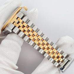 Pre Owned Rolex Date 15223 Automatic White 18k Yellow Gold Stainless Steel Women's Wristwatch 34 mm