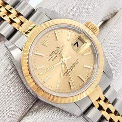 Pre Owned Rolex Datejust 79173 Automatic 18k Yellow Gold Stainless Steel Women's Wristwatch 26 mm