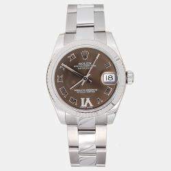 Pre Owned Rolex Datejust 178274 Automatic Diamond Bronze Stainless Steel Women's Wristwatch 31 mm