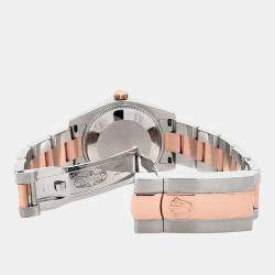Pre Owned Rolex Datejust 178341 Automatic Diamond Chocolate 18k Rose Gold Stainless Steel Women's Wristwatch 31 mm