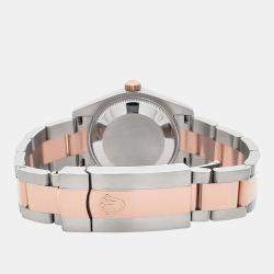 Pre Owned Rolex Datejust 178341 Automatic Diamond Chocolate 18k Rose Gold Stainless Steel Women's Wristwatch 31 mm