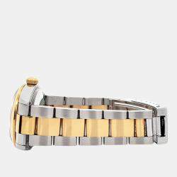Pre Owned Rolex Datejust 68243 Automatic White 18k Yellow Gold Stainless Steel Women's Wristwatch 31 mm