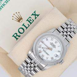 Pre Owned Rolex Datejust 68240 Automatic White Stainless Steel Women's Wristwatch 31 mm