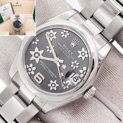 Pre Owned Rolex Datejust 178240 Automatic Grey Floral Stainless Steel Women's Wristwatch 31 mm