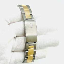 Pre Owned Rolex Oyster Perpetual Date 15203 Automatic White Arabic Dial 18K Yellow Gold Stainless Steel Women's Wristwatch 34mm