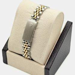 Pre Owned Rolex Datejust 69173 Automatic Champagne Tapestry Dial 18K Yellow Gold Stainless Steel Women's Wristwatch 26mm