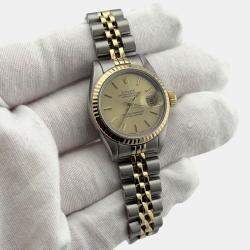 Pre Owned Rolex Datejust 69173 Automatic Champagne Dial 18K Yellow Gold Stainless Steel Women's Wristwatch 26 mm