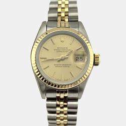 Pre Owned Rolex Datejust 69173 Automatic Champagne Dial 18K Yellow Gold Stainless Steel Women's Wristwatch 26mm