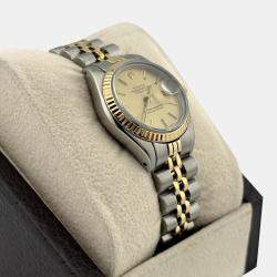 Pre Owned Rolex Datejust 69173 Automatic Champagne Dial 18K Yellow Gold Stainless Steel Women's Wristwatch 26mm