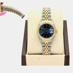 Pre Owned Rolex Datejust 69173 Automatic Blue Dial 18K Yellow Gold Stainless Steel Women's Wristwatch 26mm