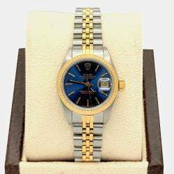 Pre Owned Rolex Datejust 69173 Automatic Blue Dial 18K Yellow Gold Stainless Steel Women's Wristwatch 26mm