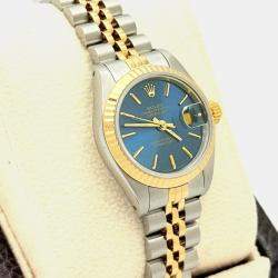 Pre Owned Rolex Datejust 69173 Automatic Blue Dial 18K Yellow Gold Stainless Steel Women's Wristwatch 26mm