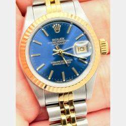 Pre Owned Rolex Datejust 69173 Automatic Blue Dial 18K Yellow Gold Stainless Steel Women's Wristwatch 26mm